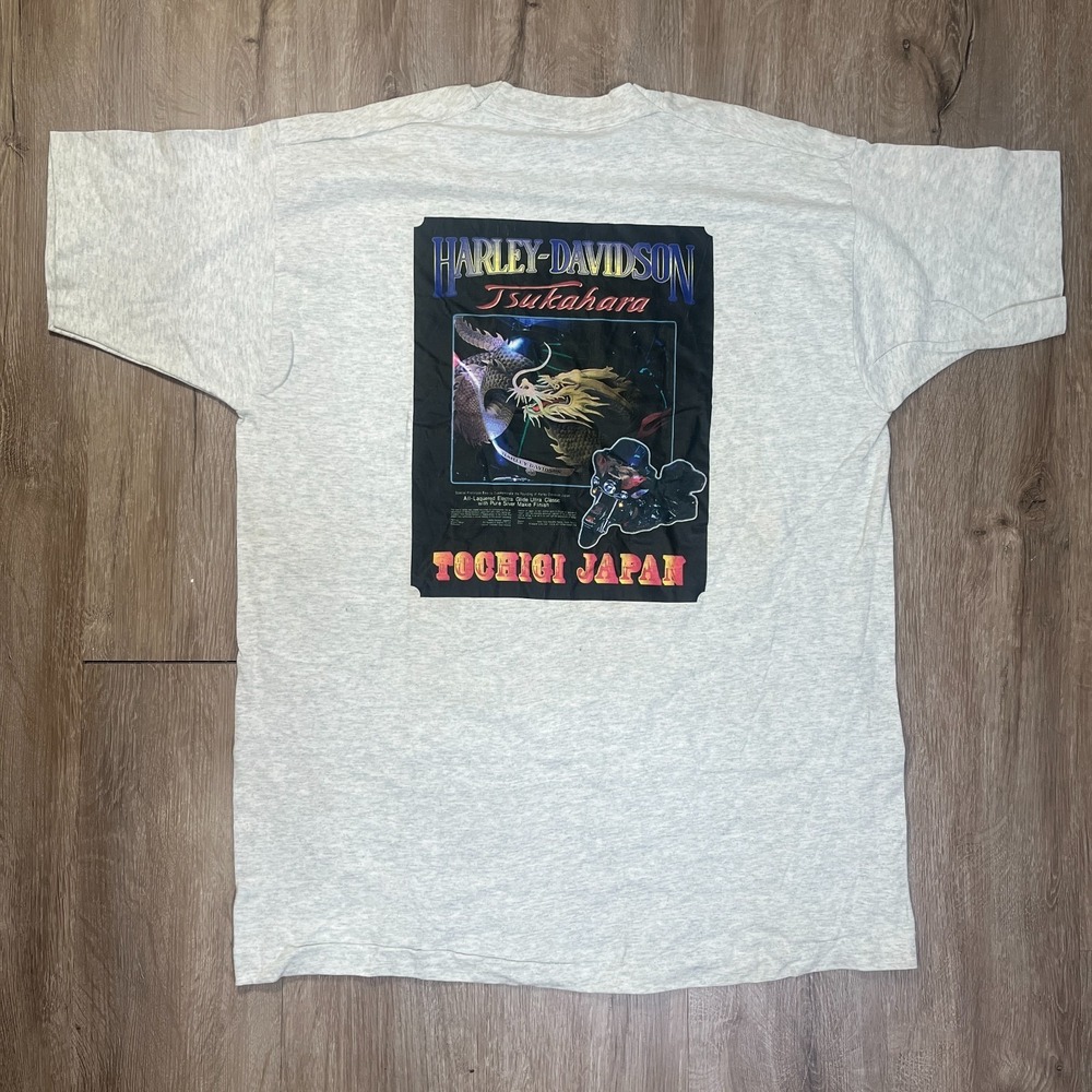 VTG Harley Davidson Tochigi Japan Tsukahara T Shirt XL 90's Short Sleeve RARE